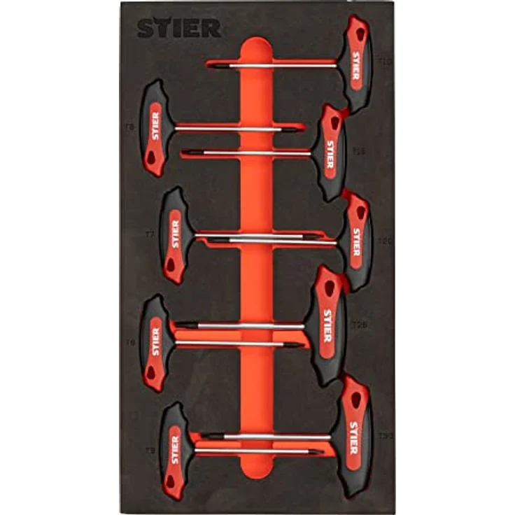 Stier T-Griff-Schraubendreher-Satz Torx 9-teilig, TX6 - TX30 mm mit Weichschaumeinlage (EVA) – Bild 1