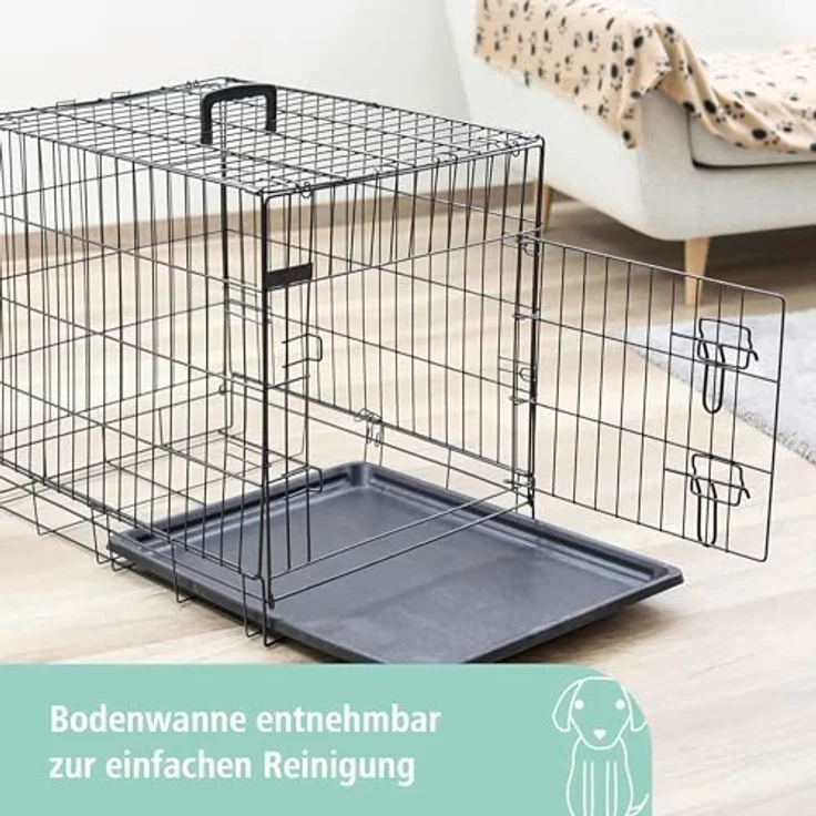 Kerbl Pet Gittertransportbox 81364, klappbar, 63 x 48 x 57 cm, 1 Tür, schwarz – Bild 2