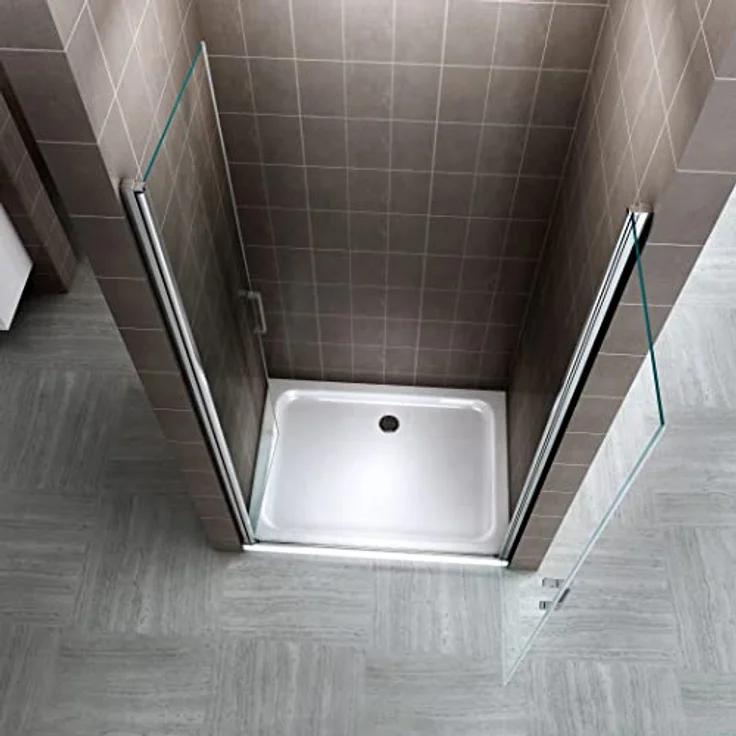 i-flair Duschtür 74-77 cm, 185 cm hoch, aus 6 mm transparentem Sicherheitsglas mit Edelstahlgriffen und magnetischer Dichtung – Bild 4