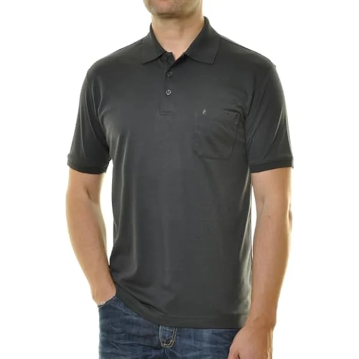Ragman Herren-Poloshirt "Soft-Knit", Grau, mit kurzer Knopfleiste und Brusttasche, 3XL, pflegeleicht und knitterarm – Bild 3