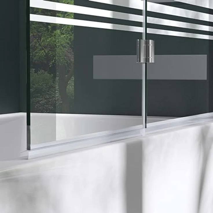Mai & Mai Duschwand für Badewanne, faltbar 180°, aus 6mm ESG-Sicherheitsglas mit NANO-Beschichtung, teilsatiniert, 120x140cm – Bild 5