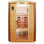 DEKO VERTRIEB BAYERN Infrarotkabine XXL Luxus LED Infrarotsauna Sauna Infrarotkabine Wärmekabine VOLLSPEKTRUM 2024, für 1-2 Personen, kanadisches Hemlock Tannenholz und Zedernholz, mit Multimedia HiFi, Ozondesinfektion und Ionisator, Kunstlederverkleidung, verstellbare LED-Farblichttherapie, rot/schwarz
