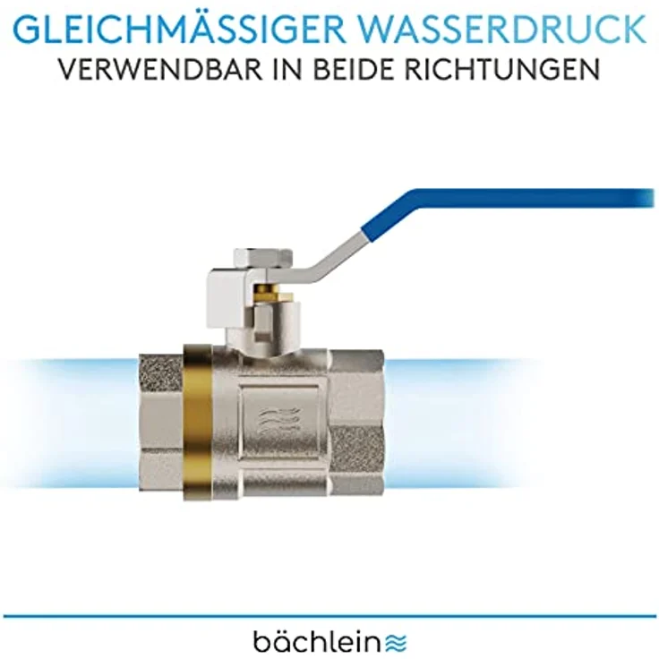 Bächlein Universal Kugelhahn – Kugelventil aus Messing mit Hebel-Griff und beidseitigem 3/4 Zoll Innengewinde – Absperrventil mit vollem Durchgang – Bild 2