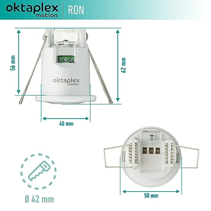 Oktaplex motion Oktaplex Ron Einbau-Bewegungsmelder Innen flach 360 Grad / 8m Infrarot Sensor Deckenbewegungsmelder 3-Draht 230V LED geeignet, weiß – Bild 4