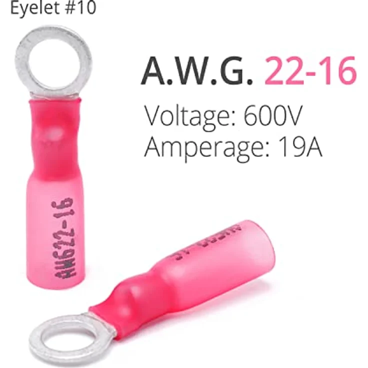 Wirefy Rote Ringkabelschuhe Schrumpfverbinder M5, lötfreie Quetschverbinder für 0,5-1,5 mm², 150 Stück, hohe Konduktivität und robustes Crimpdesign – Bild 2