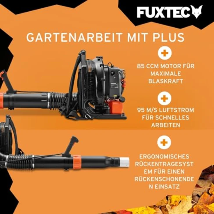 FUXTEC FX-LBP185TPRO, Rückentragbarer Benzin Laubbläser mit 85 cm³ Motor, 4,0 kW Leistung und 95 m/s Luftgeschwindigkeit – Bild 4