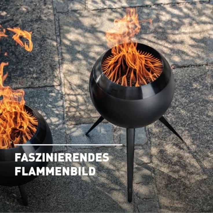 höfats Moon 45 All Black, Feuerschale mit hohem Fuß, raucharmem Feuerkorb, Holzvergaser-Technologie, ⌀ 45 cm, emailliert – Bild 5