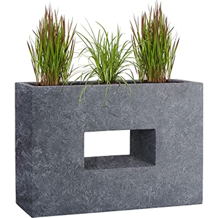 Pflanzwerk® VISTA Premium Hochbeet Pflanzkübel, Rechteckig, Handgefertigt aus Fiberglas mit Lotus-Effekt, Frostbeständig, 20-25 Liter