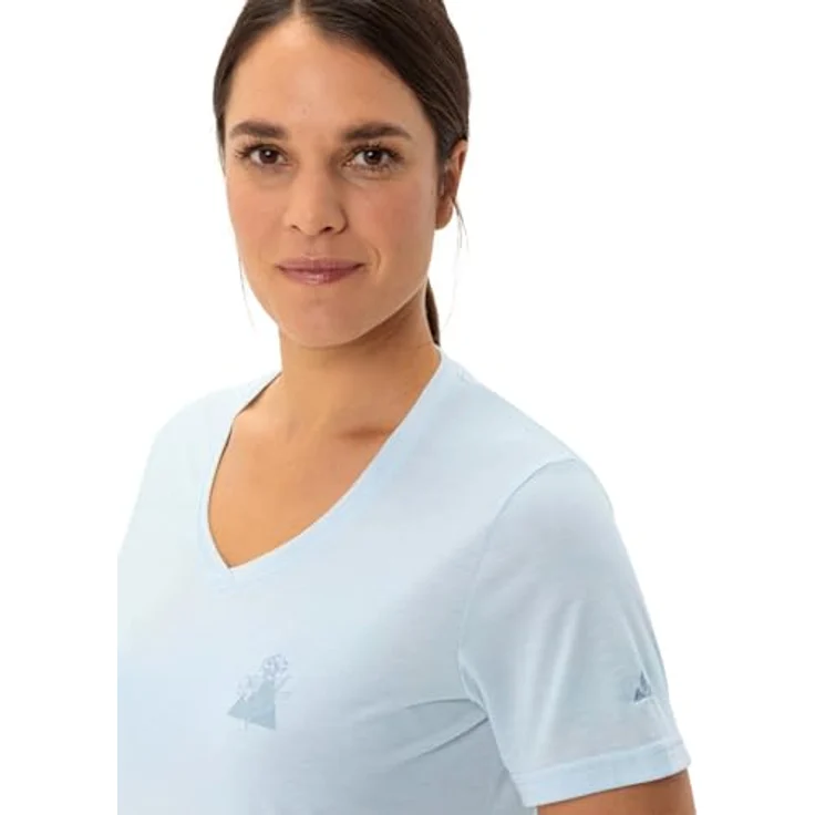 Vaude Skomer Print T-Shirt III, Damen Freizeit- und Wander-Shirt in Blau, reguläre Passform, schnell trocknend, geruchsneutralisierend, nachhaltige Materialkombination – Bild 6