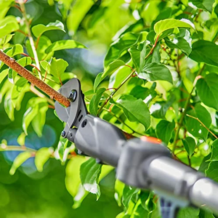Gardena Akku-Teleskop-Baumschere HighCut 250/18V P4A ohne Akku: Astschere mit Teleskopstiel für Zweige in bis zu 4 m Höhe,schwenkbarer Schneidkopf, ergonomischer Griff, LED-Anzeige (14774-55) – Bild 4