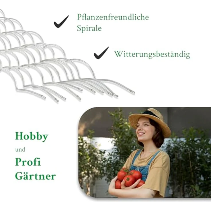 Novatool Rankhilfe 19649, 50 Stück Tomatenstäbe 170 cm x 5 mm Ø, wetterfeste Spiralsystem Pflanzhilfe für Tomaten und Gurken – Bild 5