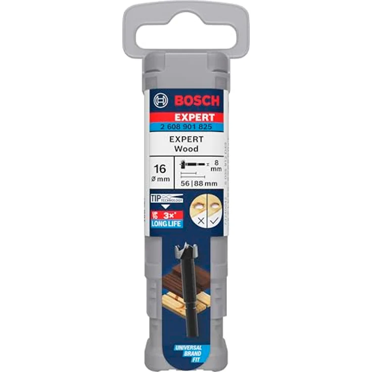 BOSCH Holzbohrer 2608901825 Forstnerbohrer 16 mm, Gewellter Schneidrand für saubere, ausrissfreie Löcher, Gesamtlänge 88 mm – Bild 2