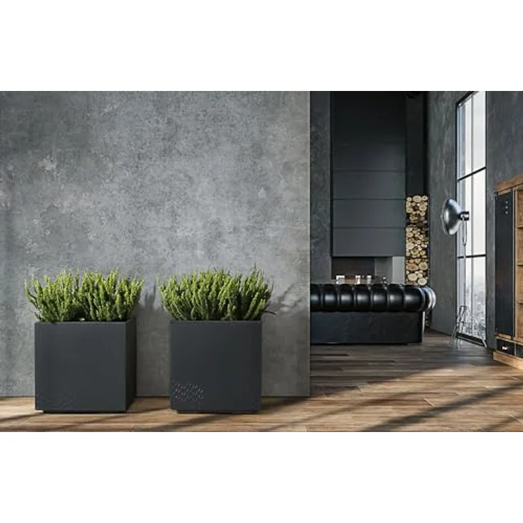 ONDIS24 Pflanzkübel Caro 40, Blumenkübel in Beton Optik mit 36L Volumen, frostsicher, UV-beständig und mit Rollen, 100% recycelter Kunststoff – Bild 5