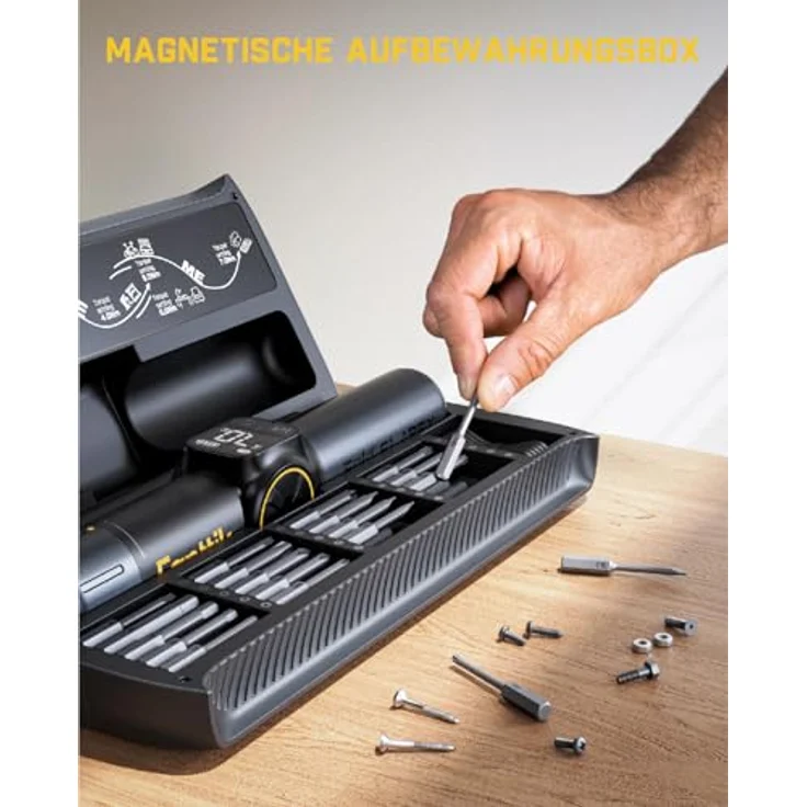 Fanttik Elektro-Schraubendreher S1 Apex, 250 U/min, 8 Nm, Komplettset mit Faltgriff und 20 S2-Bits – Bild 9