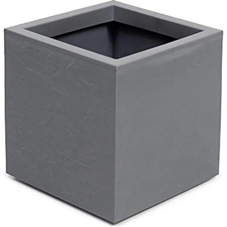 Ondis24 Pflanzkübel Vulkan, 21L Pflanzvolumen, quadratisch, Blumenkasten mit Wasserspeicher, Balkon Outdoor, Blumenkübel (Grau)