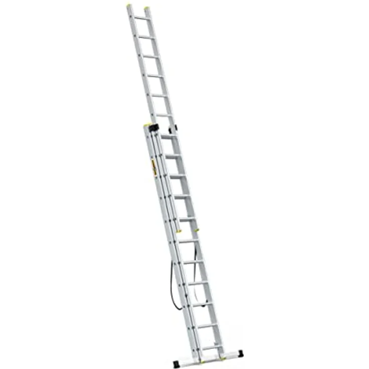 DRABEST Leiter PRO Serie Alu Vielzweckleiter 3X11 Stufen Schiebeleitern 3-teilig Stehleiter Kombileter Arbeitshöhe 7 m Belastbarkeit 150 kg Eimerhaken – Bild 3