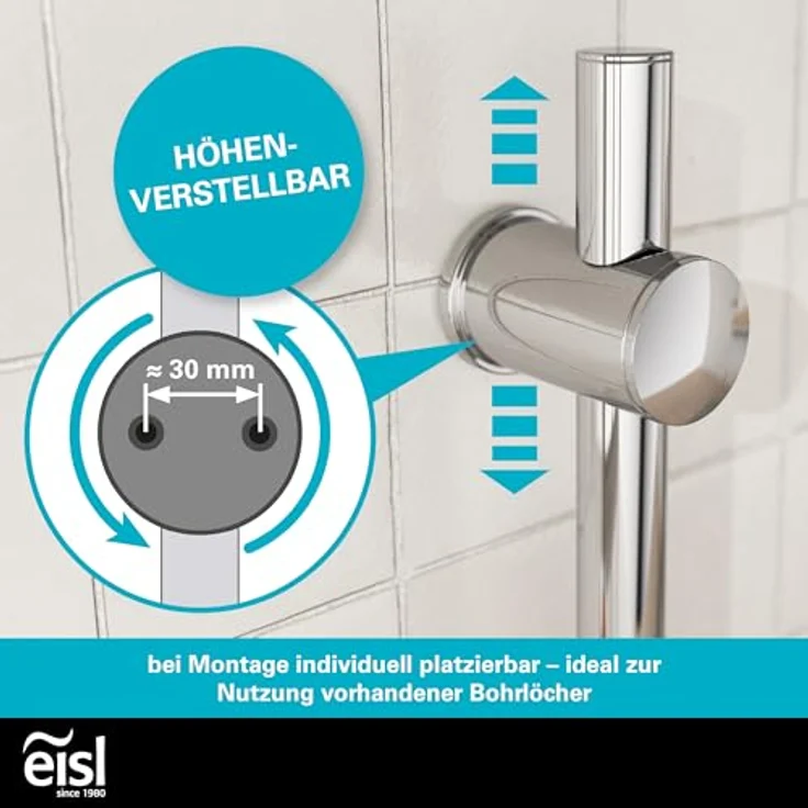 Eisl Stangenbrause-Set GRANDE VITA, 3 Strahlarten, höhenverstellbar, Antikalk, wassersparend, 90 cm – Bild 3