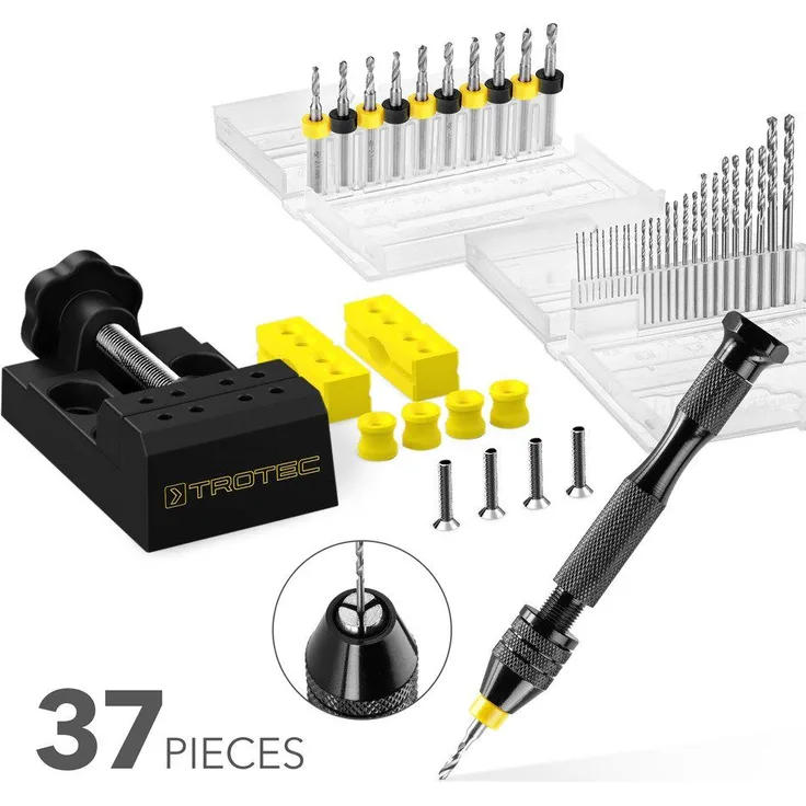 TROTEC Bohrersatz TROTEC Handbohrer-Set 37-teilig Werkzeug Handwerkzeug, 25 HSS-Präzisionsbohrer, Aluminium, (37-tlg)