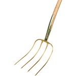 Kerbl Freund Victoria Erntekönig Dunggabel 31198, Mistgabel mit 4 Zinken und 135 cm Eschenstiel, gold lackiert, Maße 31x23 cm