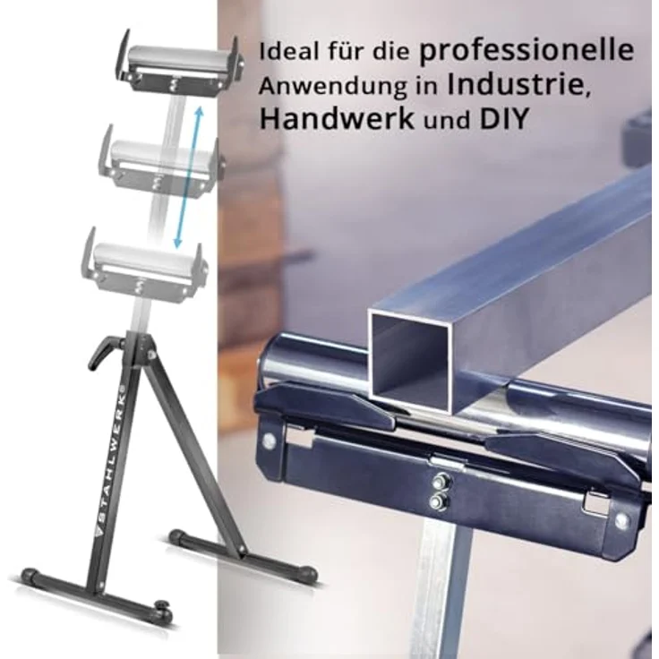 STAHLWERK Rollenbock RB-110 ST, stufenlos höhenverstellbar von 720 bis 1.100 mm, 60 kg Tragkraft, klappbar, 1 Stück – Bild 9