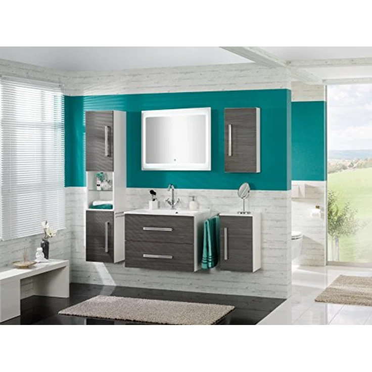 Fackelmann Waschbecken Capri/Waschtisch aus Gussmarmor/Maße (B x H x T): ca. 80 x 14,5 x 50 cm/Einbauwaschbecken/hochwertiges Becken fürs Badezimmer und WC/Farbe: Weiß/Breite: 80 cm – Bild 4