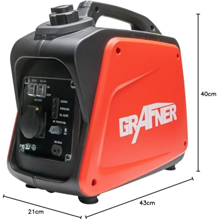 Grafner Stromerzeuger Inverter Generator 1100 W (1 KW Dauerleistung), Benzinbetrieb 4 Takt, 230V, Invertertechnologie, leicht robust, digitaler Benzin Notstrom Aggregat – Bild 9