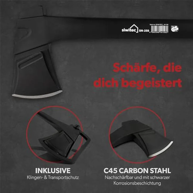 siwitec Axt Set SN-80 & SN-250 inkl. Schutzhülle und optional Axt-Schärfer, 4-in-1 Schärfer erhältlich – Bild 4