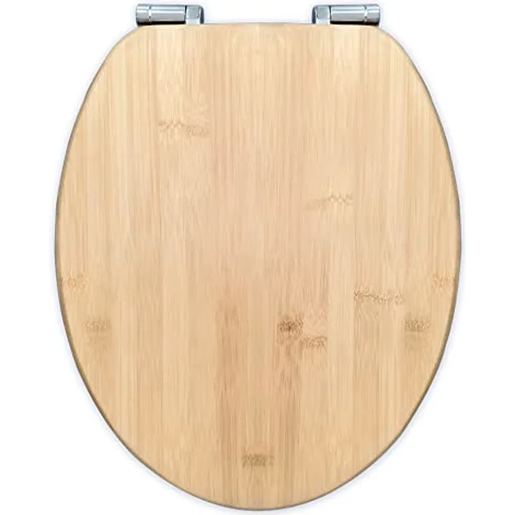 Bath4U WC Sitz aus Bambus, Soft-Close mit Absenkautomatik, 37,5 x 43,5 cm, bis 150 kg Belastbarkeit