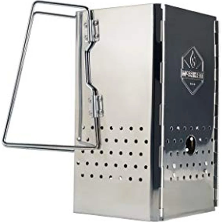 McBrikett KLAPPKAMIN, faltbarer Anzündkamin aus Edelstahl mit Tragetasche – Bild 1