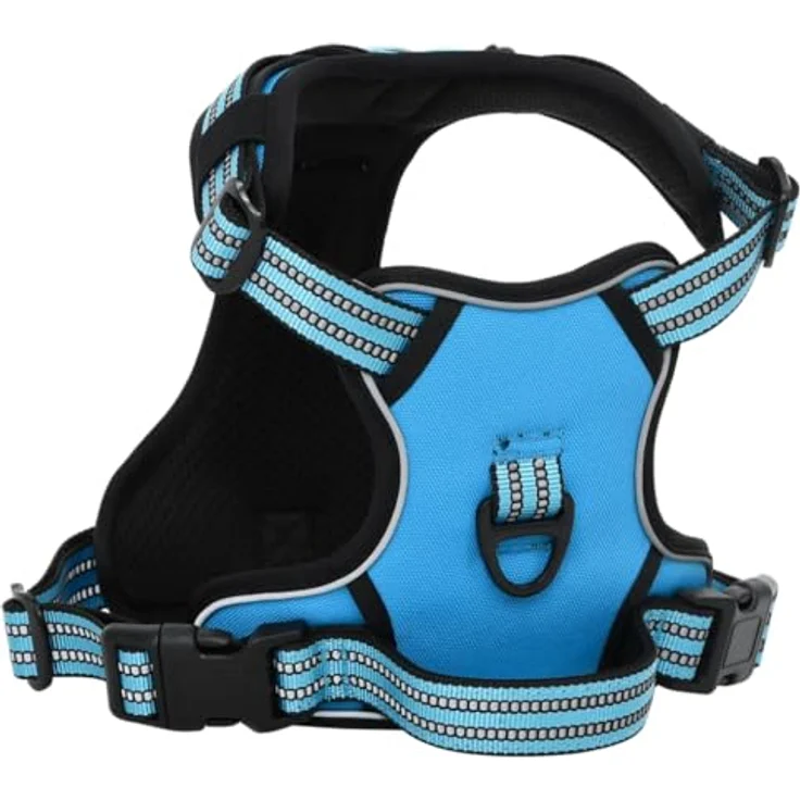 vidaXL Hundegeschirr Reflektierend Verstellbar Blau L, Polyester mit atmungsaktivem Netzgewebe – Bild 2