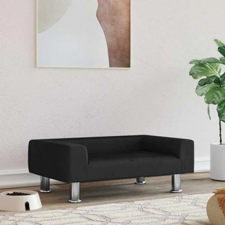 vidaXL Hundekorb Hundebett Schwarz 70x45x26,5 cm Samt Körbchen Hundesofa – Bild 2