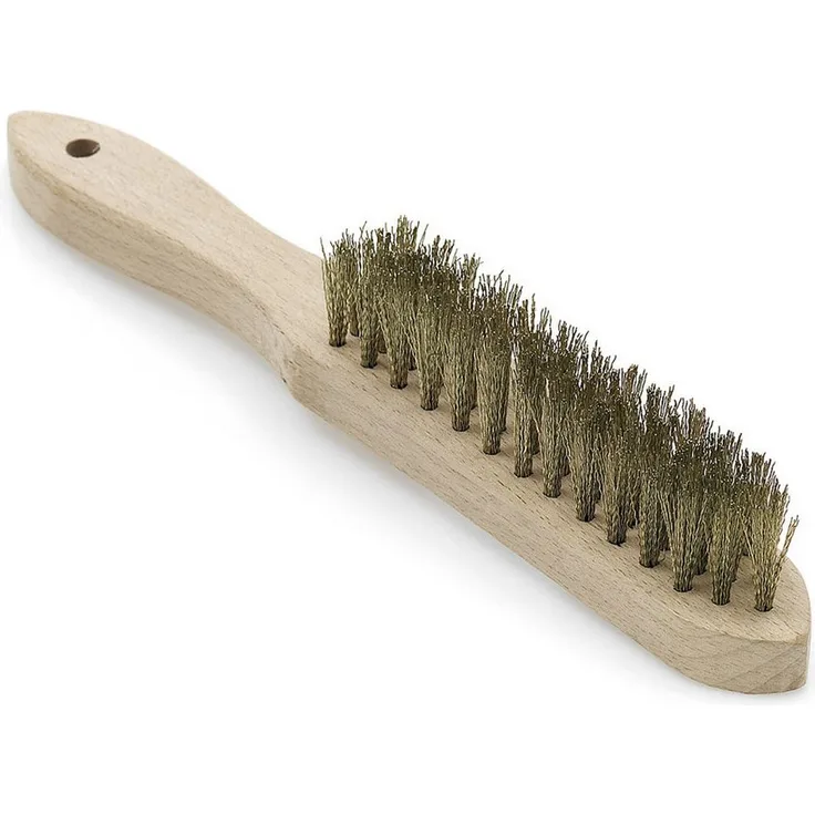 Nölle Handdrahtbürste Messing gewellt, 5 Reihen, ergonomischer Holzgriff, vielseitig einsetzbar