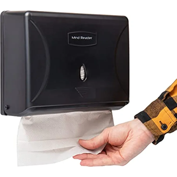Mind Reader PTWIDE-BLK, Papierhandtuchspender mit Multipliegung, Wandmontage, exotisches Design, Farbe Schwarz