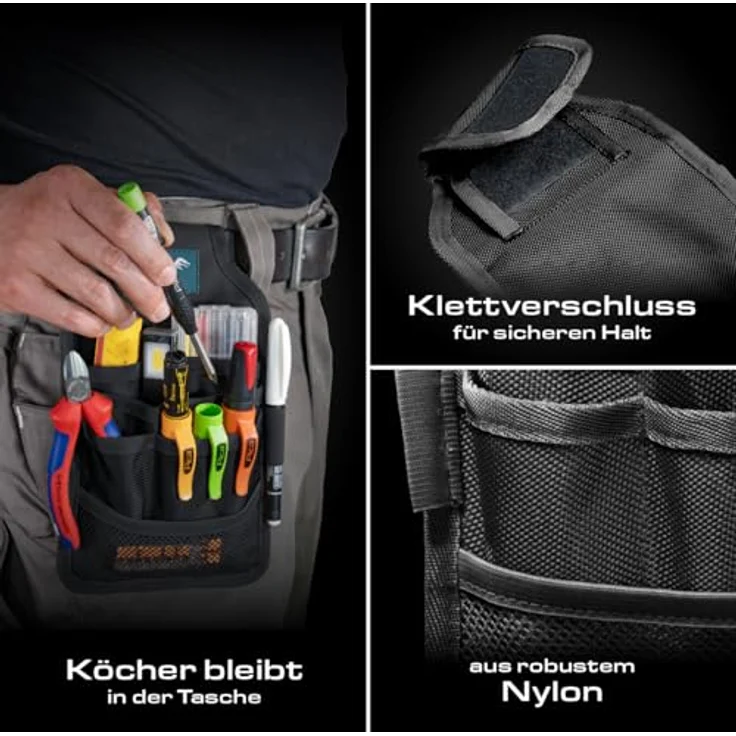 Pica PICA MASTER-BELT, Gürteltasche aus strapazierfähigem Nylon mit Tieflochmarker & Permanentmarker, 5 Fächer, ergonomisch, schwarz – Bild 5