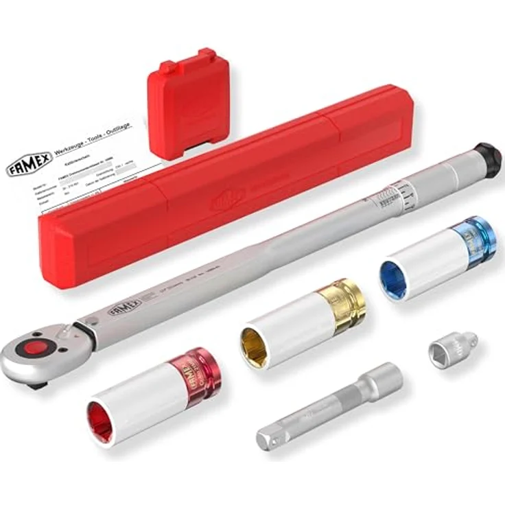 FAMEX 10886-3N Drehmomentschlüssel 30-210 Nm Sparset inkl. Spezial Einsätze für Radschrauben – Bild 2