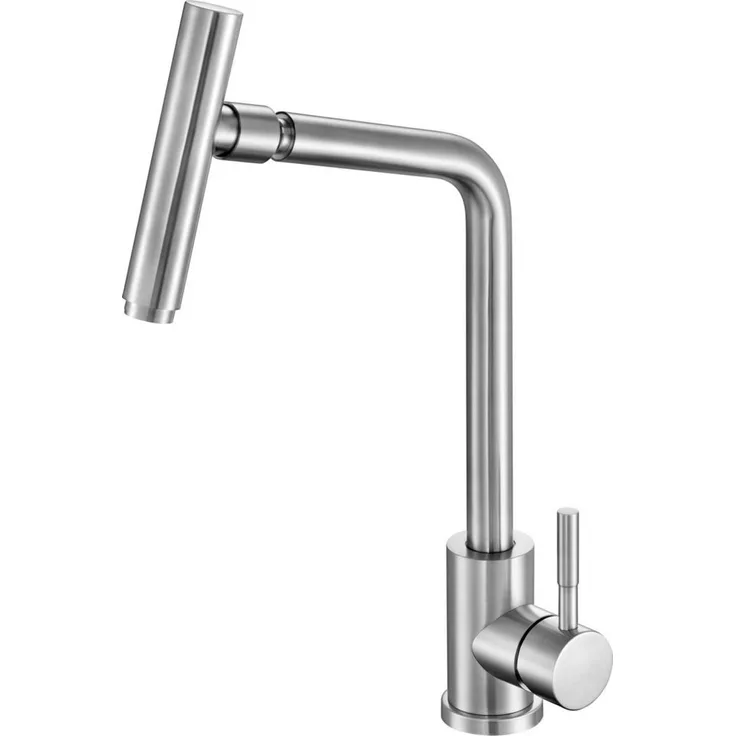 TRIZERATOP Steely Küchenarmatur, Einhebelmischer aus Edelstahl, chrom, 360° drehbar, 40 cm Höhe, inkl. Montageset und Anschlussschläuchen