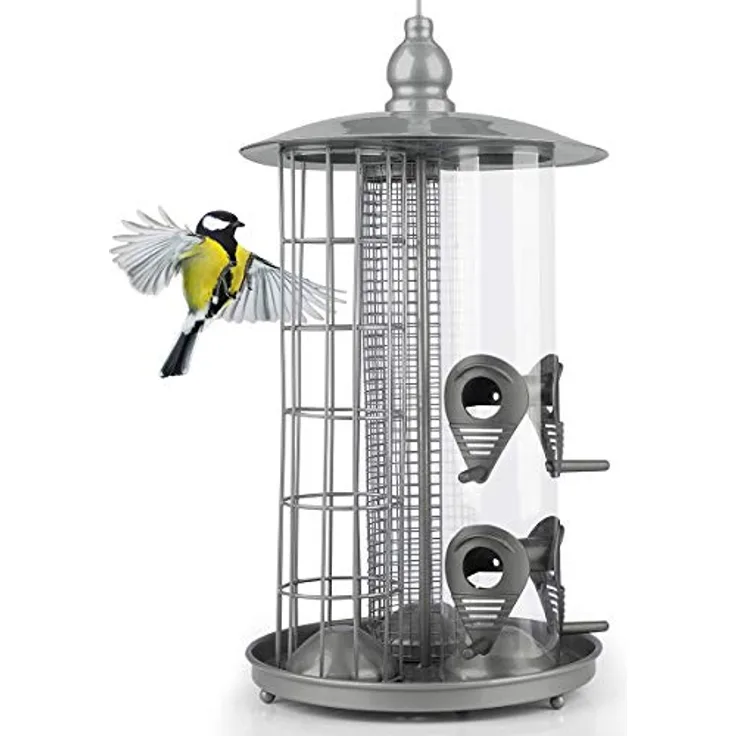I Deluxe 3in1 Futtersäule Für Vögel Silber Aus Metall Meisenknödelhalter Samen