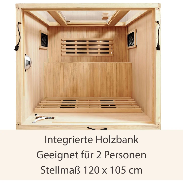 Artsauna - Infrarotkabine Nyborg S120V – Vollspektrum Infrarotsauna - 2 Personen – LED-Farblicht, digitaler Steuerung – Hemlock-Holz – Bild 8
