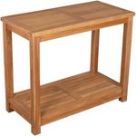 MR. DEKO® Pflanztisch Salford Teak, witterungsbeständig aus zertifiziertem Teakholz, 90 x 45 x 75 cm (BHT), ideal für Gartenarbeit und -nutzung