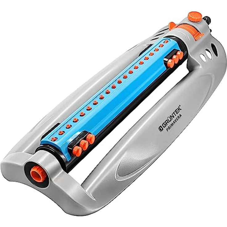 GRÜNTEK Viereckregner Rasensprenger mit Turbo-Motor, Bewässerungsfläche bis 462 m2, 20 Düsen, stufenlos regulierbare Sprengbreite bis 18 m, stoßfester ABS-Kunststoff – Bild 1