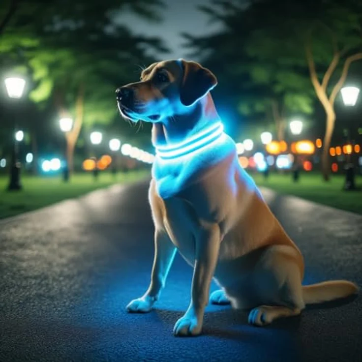 Leuchthalsband für Hunde [Das Original] Leuchtendes LED Hundehalsband zum spazieren gehen auch im Dunkeln- sehr Lange Akkulaufzeit – Sicher Dank hochwertigem Metallverschluss (M, Blau) – Bild 2