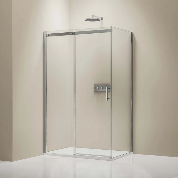 Bernstein Eckdusche DX806A FLEX 100x70 cm, Schiebetür aus 6mm ESG Sicherheitsglas mit Nano-Beschichtung, Silbern
