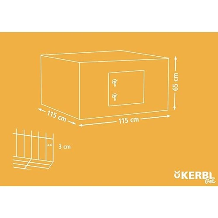 Kerbl Freilaufgehege mit Ausbruchsperre (Gehege für Kleintiere / Nager / Kanninchen, Maße 115x115 cm, Höhe 65 cm, Gitterabstand 3 cm, Metall verzinkt) 82823 – Bild 4