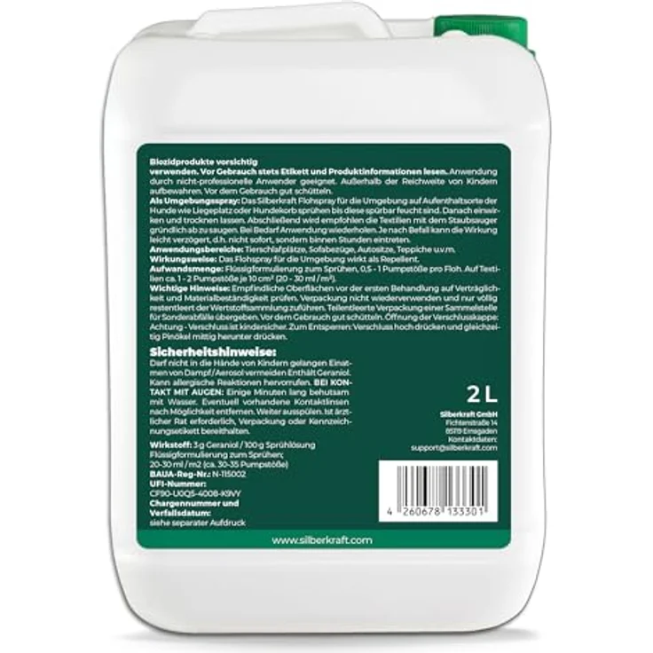 Silberkraft Flohspray für Umgebung, Insektenspray gegen Flöhe, Zecken & Milben, 2000 ml, Langzeitschutz, Made in Germany – Bild 9