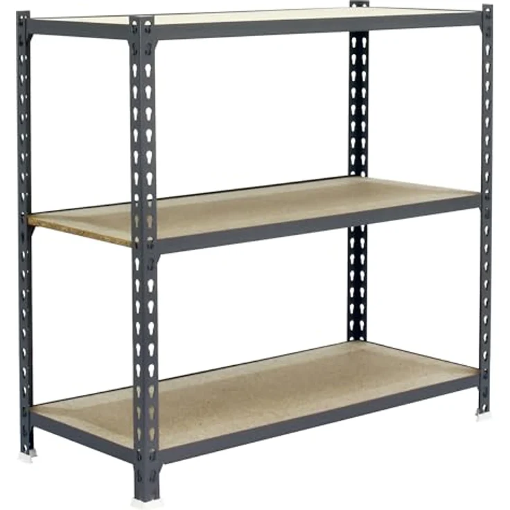 Simonrack Simonclick Metallregal Maderclick, 3 Böden, Traglast 150 kg pro Boden, H 100 x B 90 x T 40 cm, Stecksystem, Grau – Bild 1