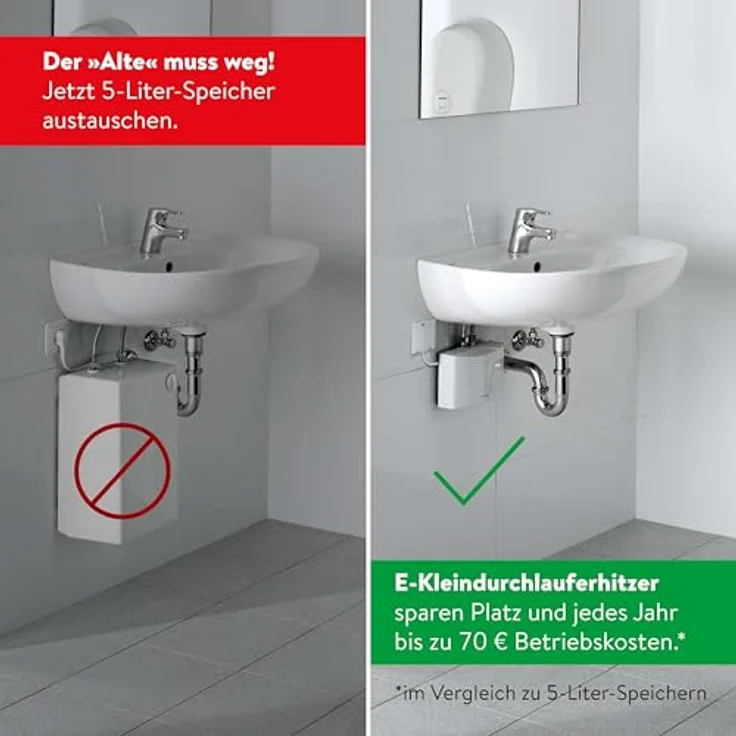 CLAGE M4 Klein-Durchlauferhitzer für Handwaschbecken, 4,4 kW, drucklos, energieeffizient, 230V Festanschluss – Bild 4