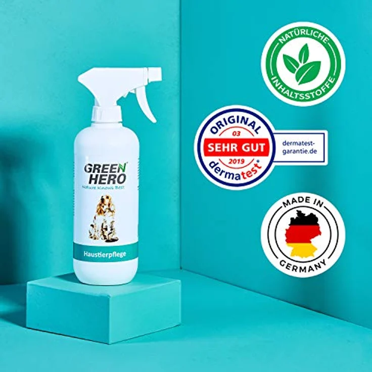 Green Hero Haustierpflege Spray 500ml Mittel gegen Juckreiz für Hund und Katze, Pflegt die Haut bei Grasmilben Milben Räude Reizungen Läusen und unterstützt den Regenerationsprozess Anti Juckreiz – Bild 3