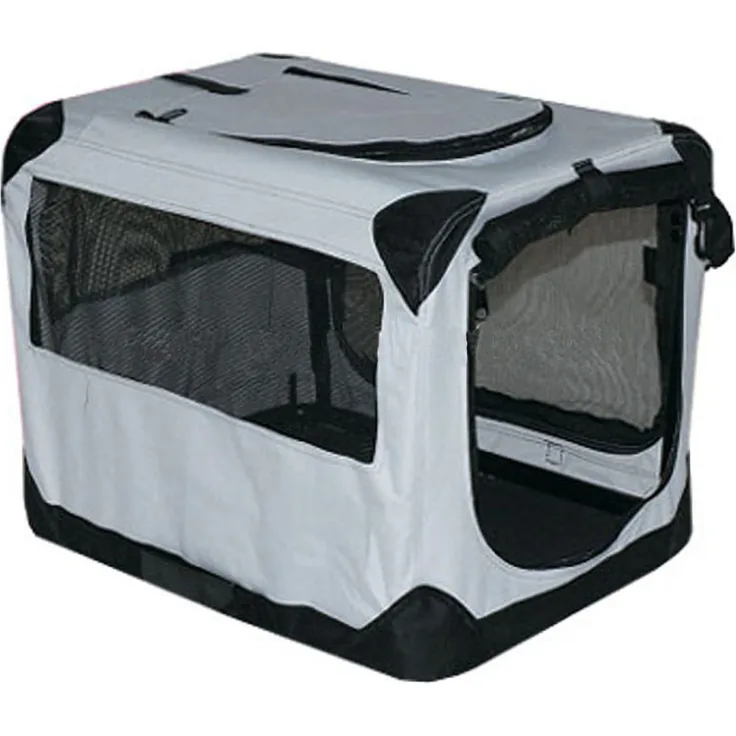 BruKa Tiertransportbox Bello Hundebox Hundetransportbox faltbar Autotransportbox Katzen Hunde, Nylon Tex 600, Schaffelloptik, schwarz