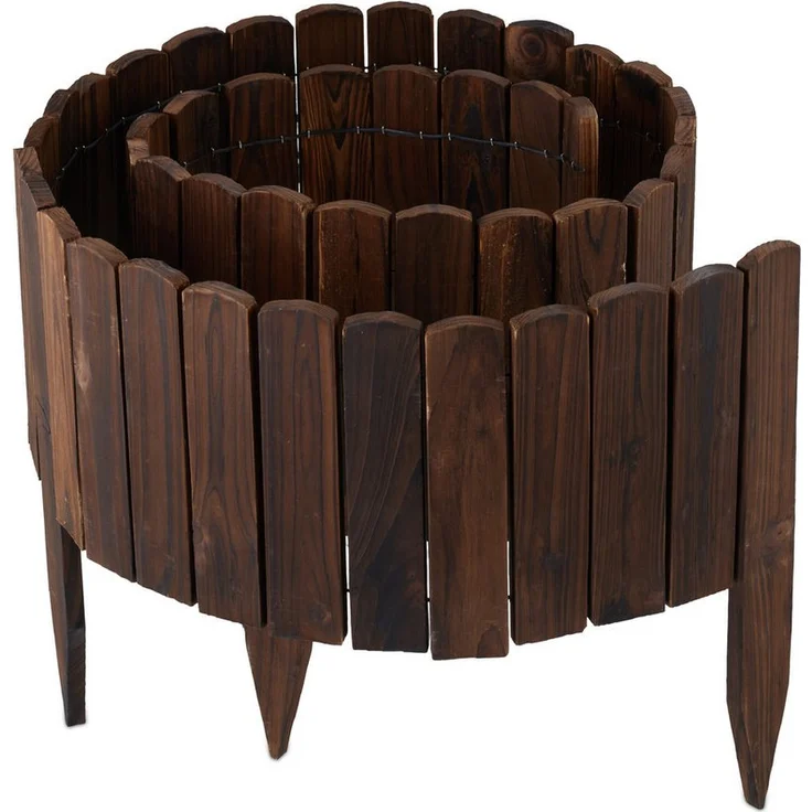 relaxdays Beetbegrenzung Beeteinfassung Holz flexibel, L – Bild 1