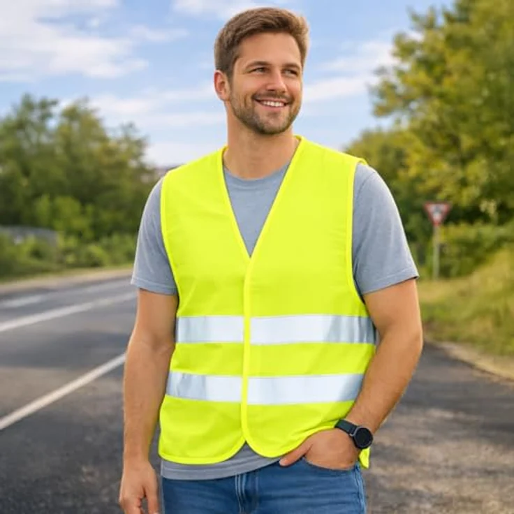 FIRST AID ONLY® unisex Warnweste neongelb, reflektierend und TÜV-geprüft, Einheitsgröße – Bild 3